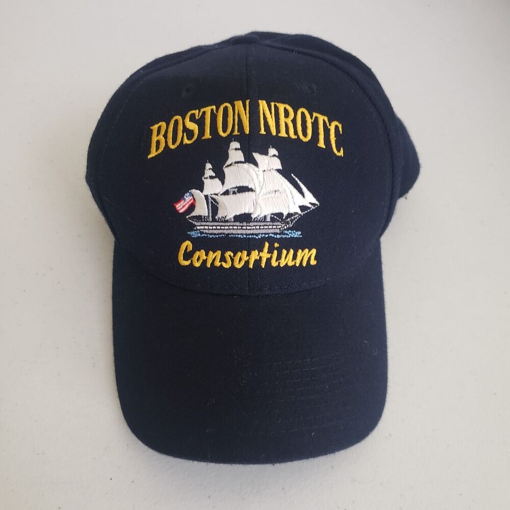 VTG Boston NROTC Consortium Baseball Hat Cap The Corps USA Tall Ship Navy Blue